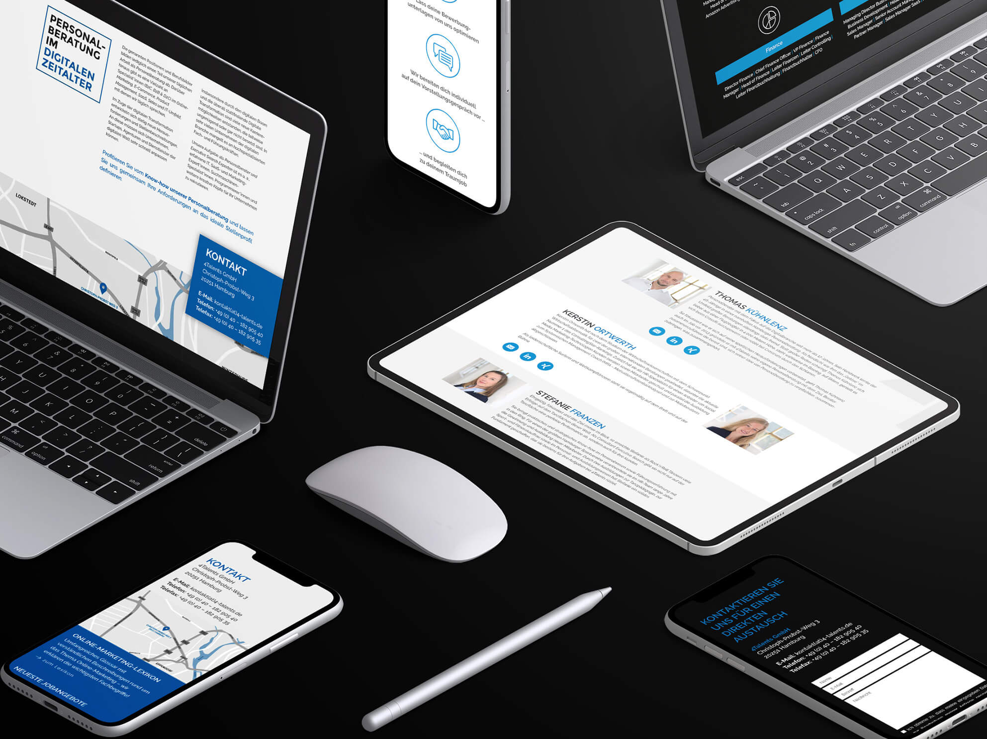 Ansichten der Website für 4Talents