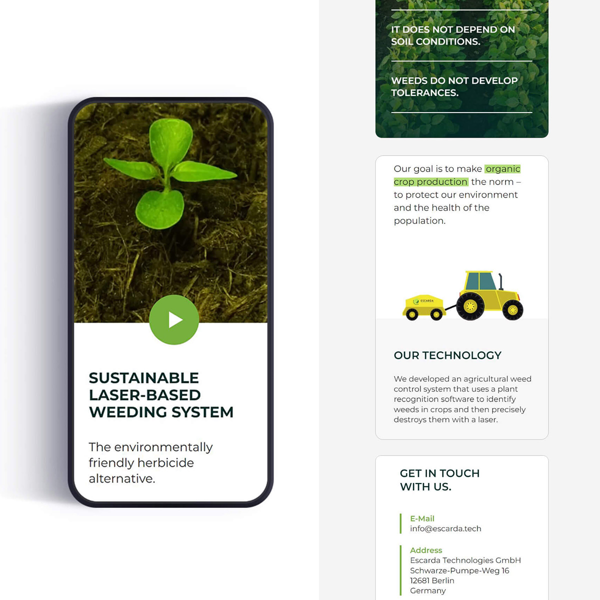 Ansicht der Website von Escarda auf einem Smartphone